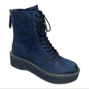 Kendall & Kylie Hunt2 Navy Combat Biker Boot Size 6 